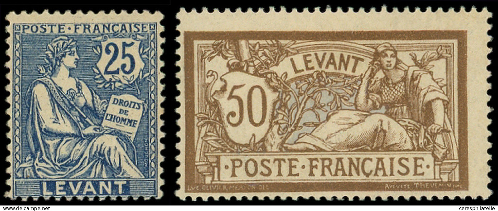 * LEVANT 24/25 : 25c. Bleu Et 50c. Brun Et Gris, TB - Autres & Non Classés