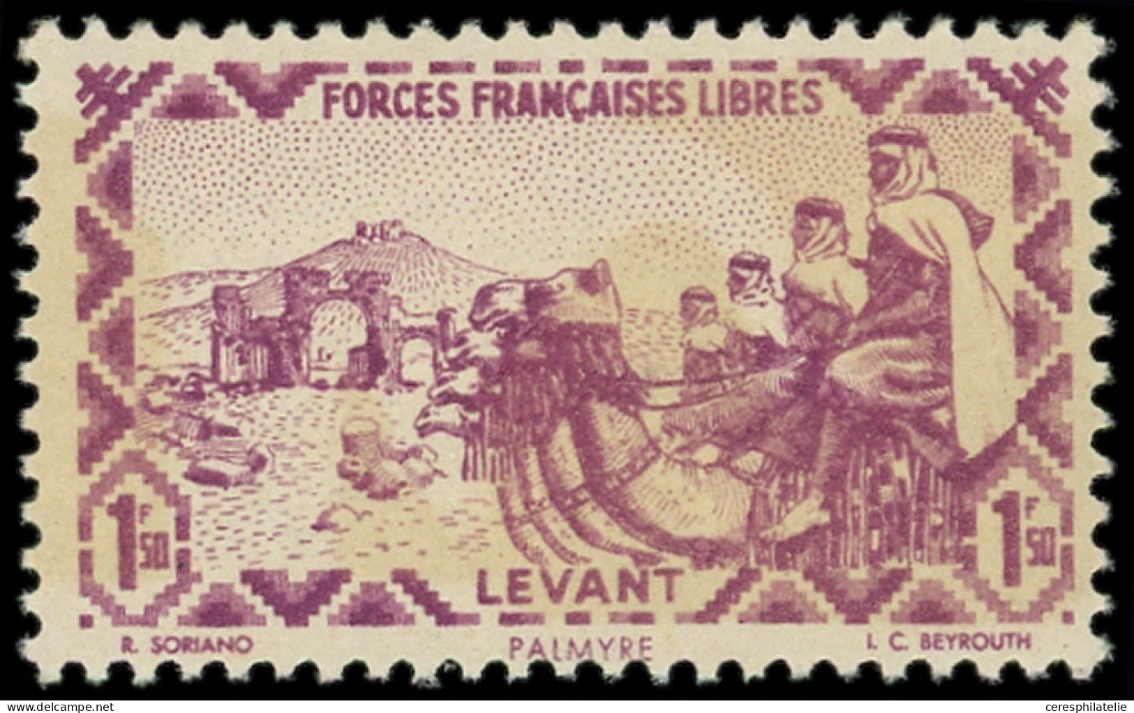 ** LEVANT 45 : 1f50 Violet, Fond Crème RENVERSE, TB - Autres & Non Classés