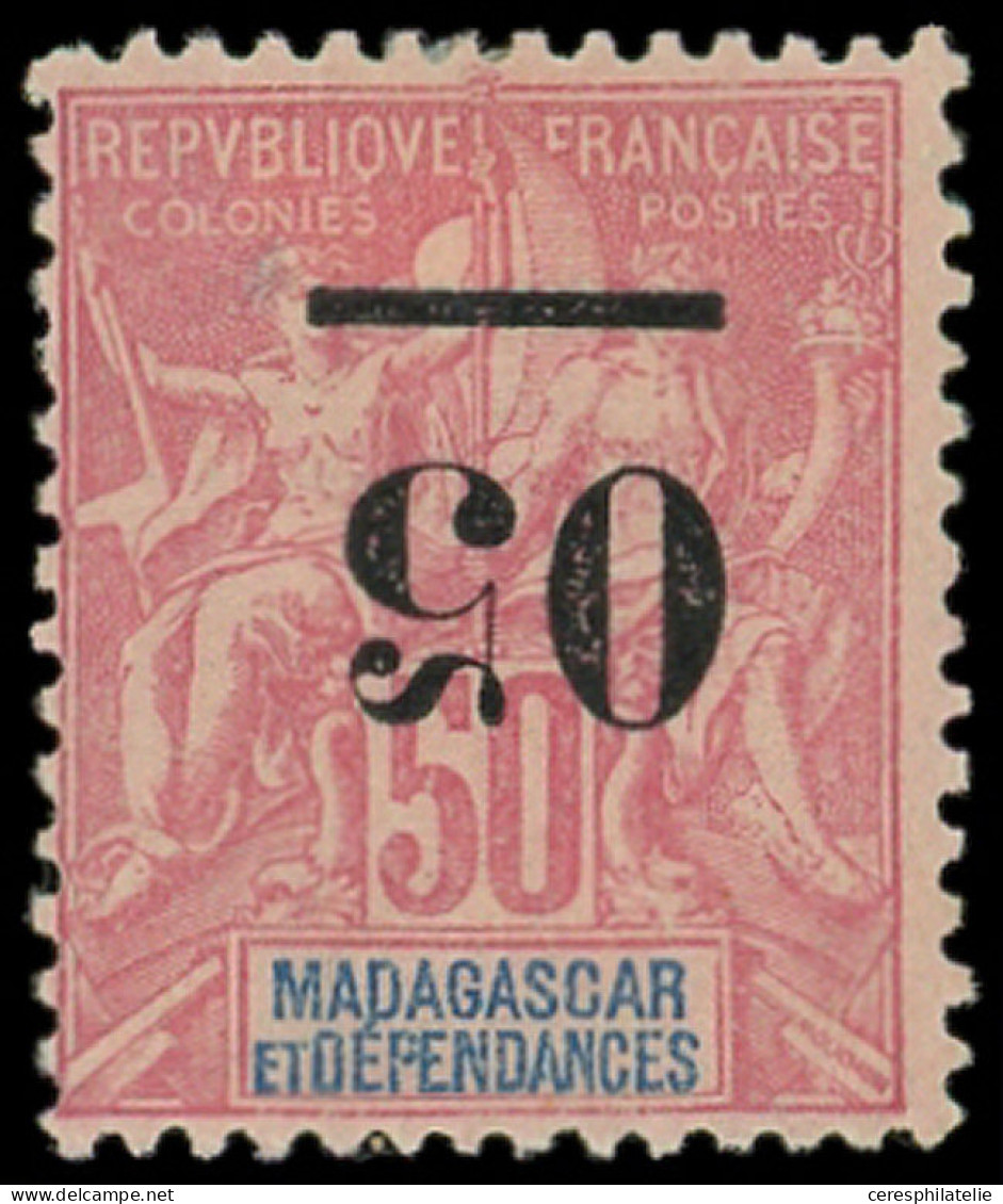 * MADAGASCAR 48a : 05 S. 50c. Rose, Surch. RENVERSEE, TB. C - Autres & Non Classés