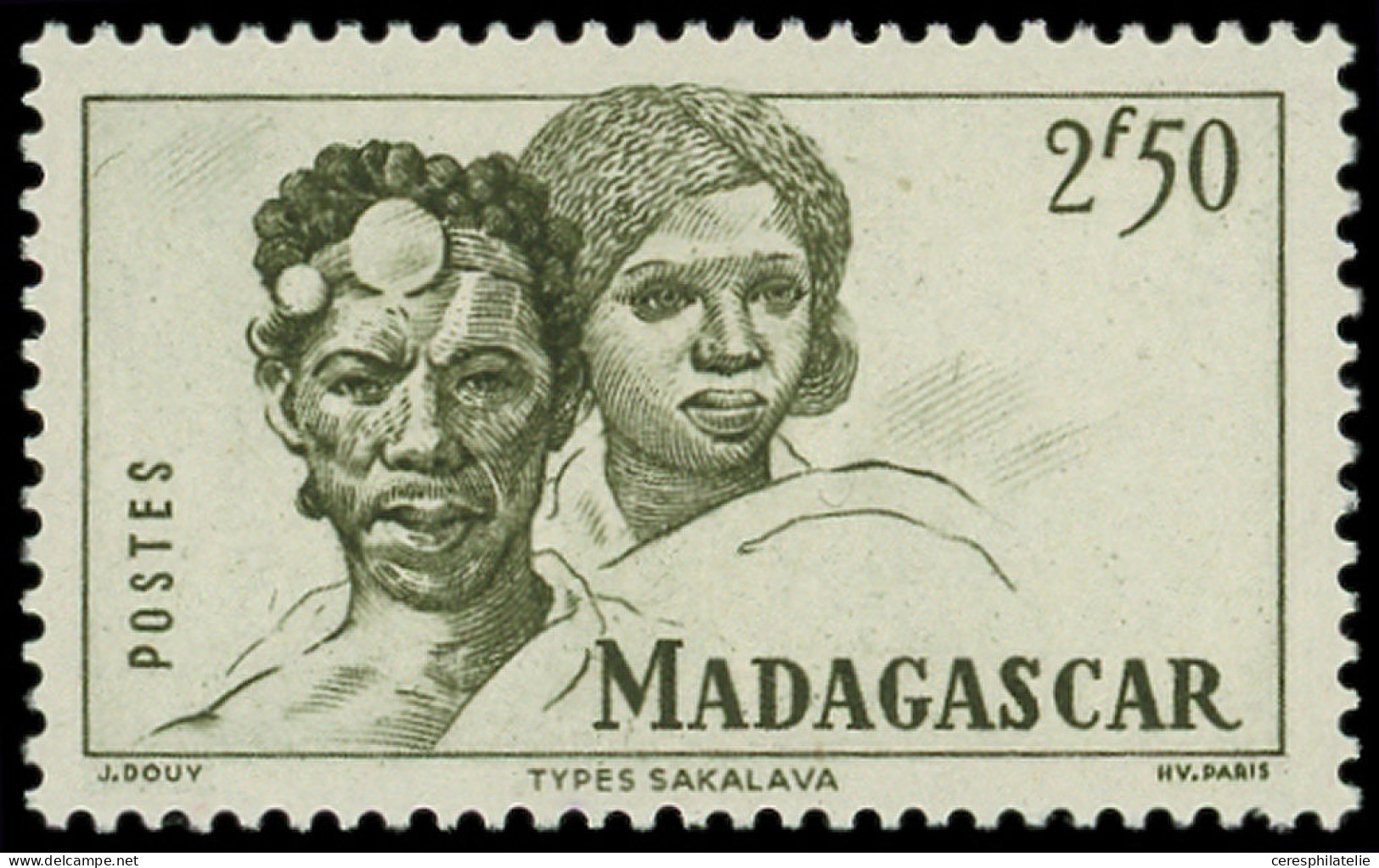 ** MADAGASCAR 309B : 2f50 Vert-olive, Sakalava, NON EMIS, TB - Autres & Non Classés