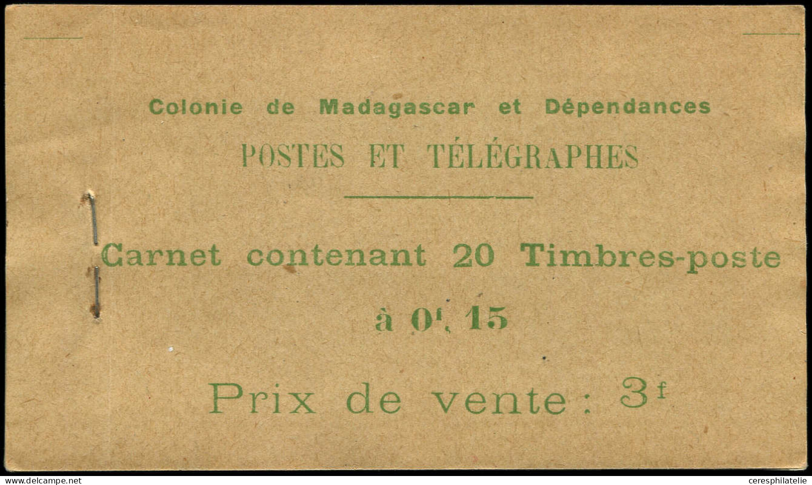 MADAGASCAR Carnet C156 : 15c. Vert Et Olive, Carnet De 20, TB - Autres & Non Classés