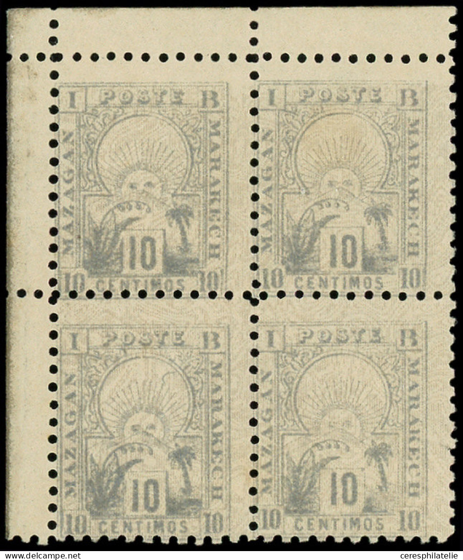 ** MAROC Postes Locales 47b : Mazagan à Marakech, 10c. Bleu-gris, Dent. 11, BLOC De 4 Cdf, 1 Ex. *, TB - Sonstige & Ohne Zuordnung