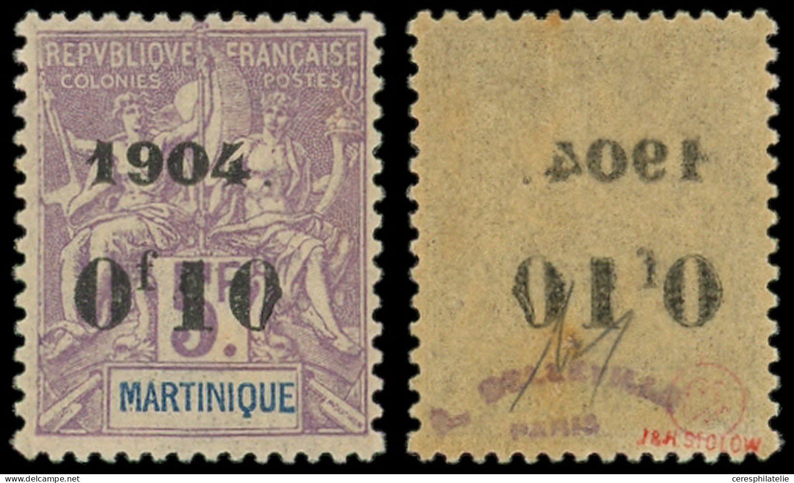 * MARTINIQUE 59 : 0f20 Sur 5f. Violet, Surch. RECTO-VERSO, TB - Autres & Non Classés