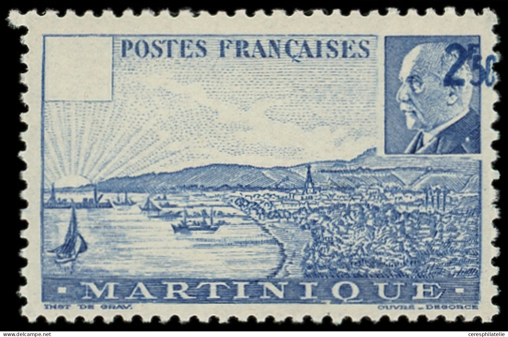 ** MARTINIQUE 189c : 2f50 Outremer, Valeur à Droite, Cartouche Vide, TB - Other & Unclassified