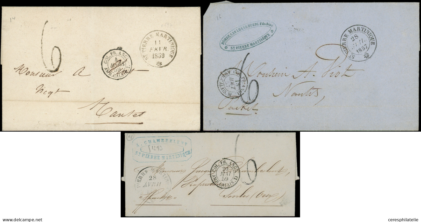 Let MARTINIQUE Lot De 12 Lettres Avec Càd St PIERRE 1857/60, TB/TTB - Sonstige & Ohne Zuordnung