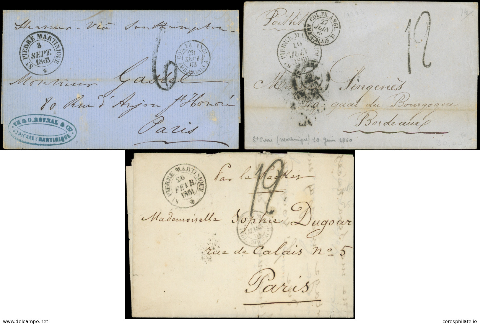 Let MARTINIQUE Lot De 12 Lettres Avec Càd St PIERRE 1857/60, TB/TTB - Andere & Zonder Classificatie