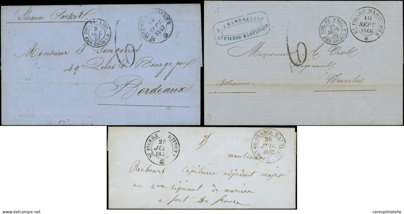 Let MARTINIQUE Lot De 12 Lettres Avec Càd St PIERRE 1857/60, TB/TTB - Andere & Zonder Classificatie