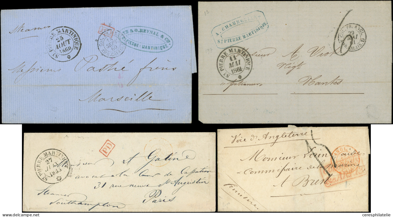 Let MARTINIQUE Lot De 12 Lettres Avec Càd St PIERRE 1857/60, TB/TTB - Otros & Sin Clasificación