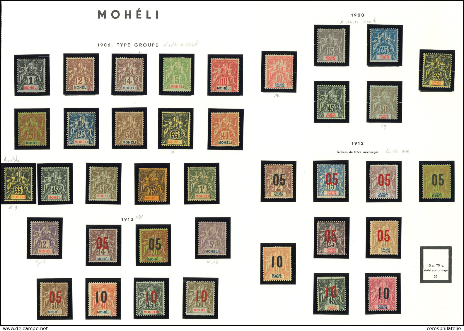 * MOHELI Pays Complet Sur FA Moc, TB - Otros & Sin Clasificación