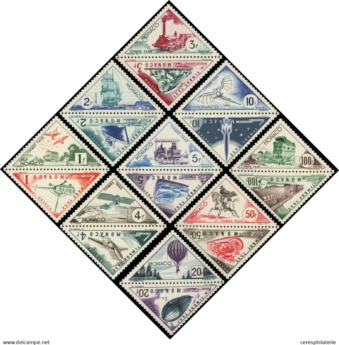 ** MONACO Taxe 39A/55 : Série Triangulaires, TB - Taxe