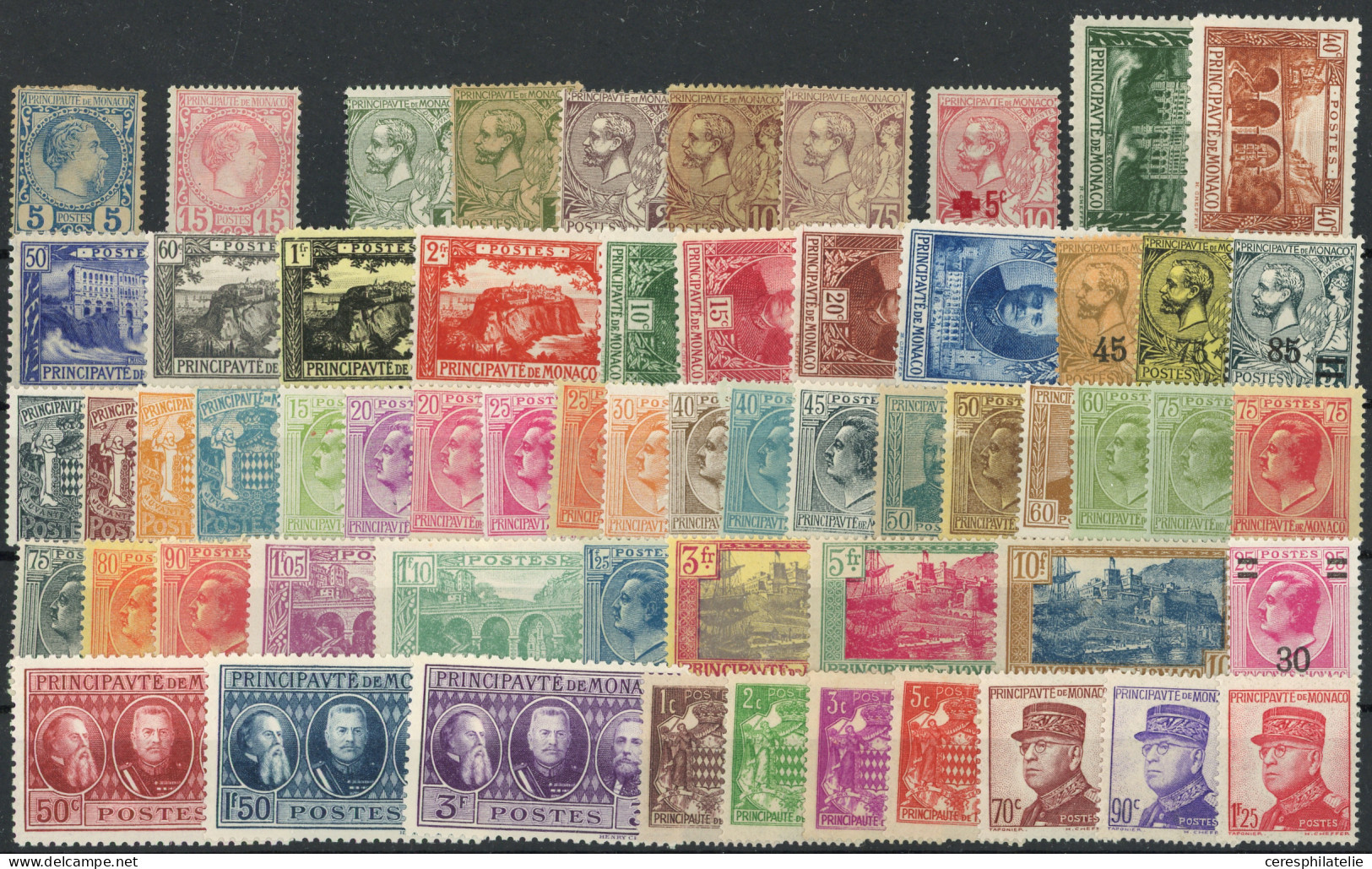 ** MONACO Collection Sur Plaquettes De 1885 à 1959, Dont N°5, TB - Lots & Serien