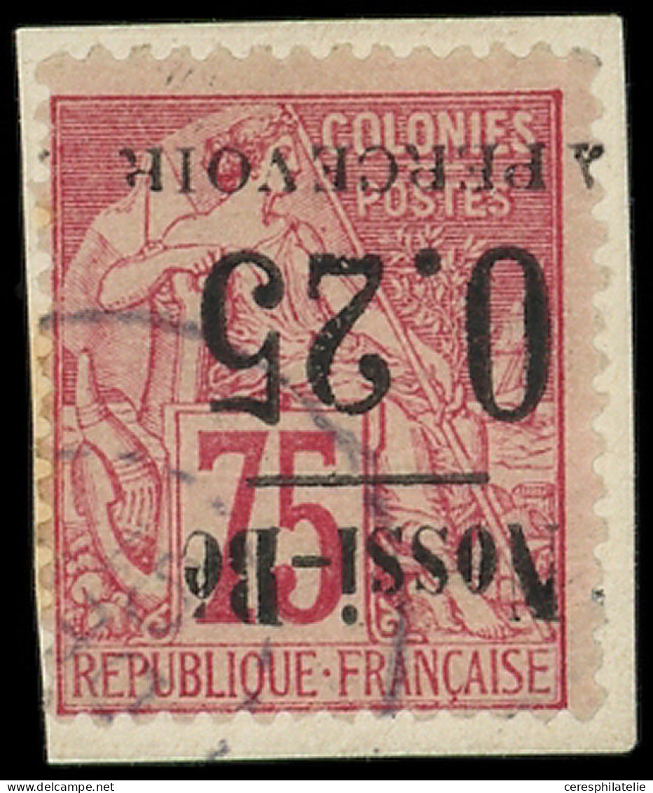 NOSSI-BE Taxe 17a : 0.25 Sur 75c. Rose, Surcharge RENVERSEE, Obl. S. Fragt, TB. Br - Autres & Non Classés