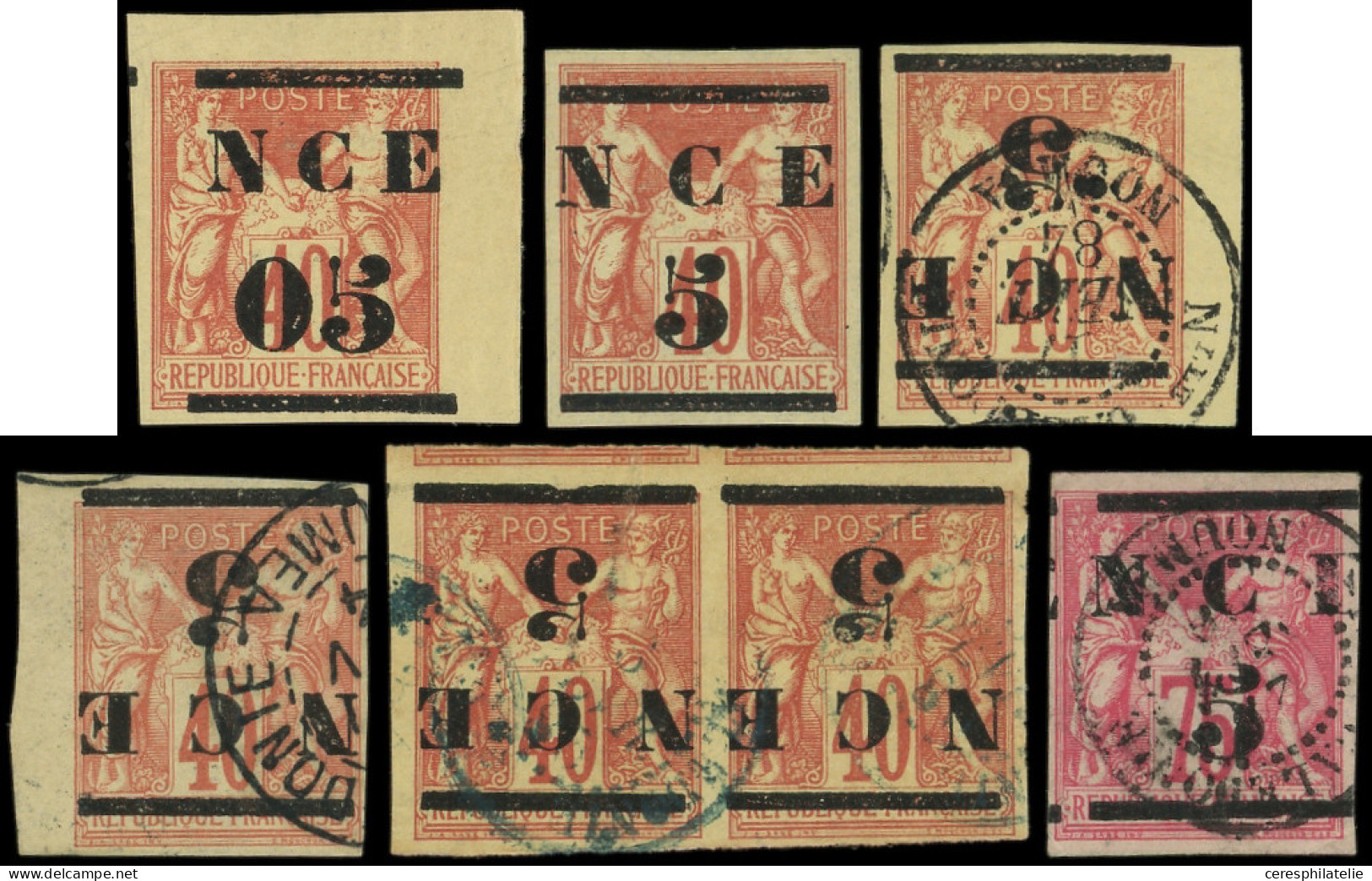 NOUVELLE CALEDONIE 3 *, 6 *, 6a (4 Dont Une Paire) Obl. Et 7 Obl., Surchargés, En Tout 7 Ex., TB - Used Stamps