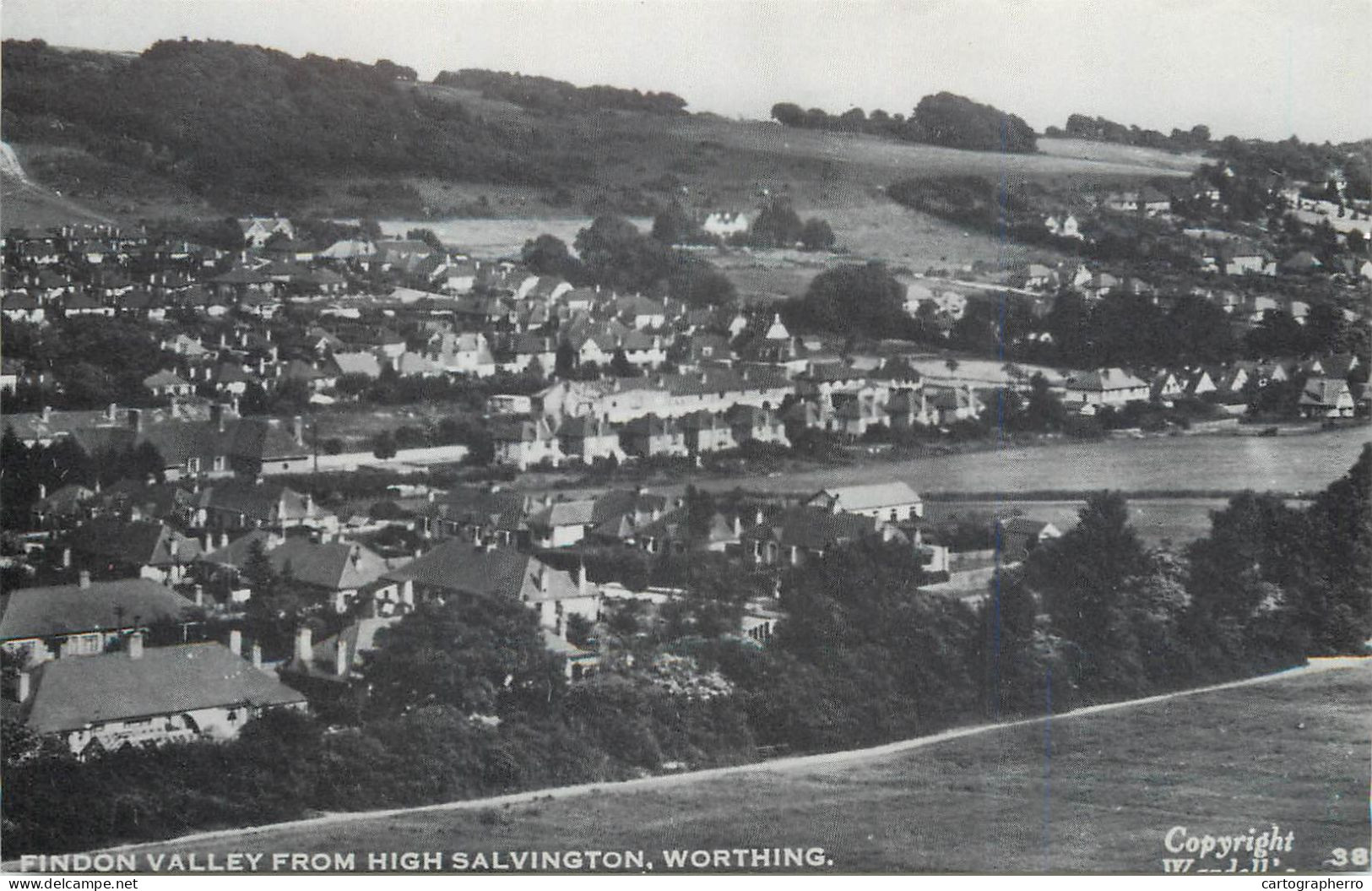 History Nostalgia Repro Postcard Findon Valley From High Salvington Worthing - Histoire