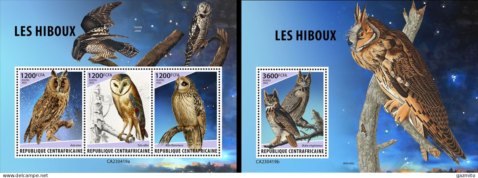 Centrafrica 2023, Animals, Tigers, 3val In BF+BF - Hiboux & Chouettes