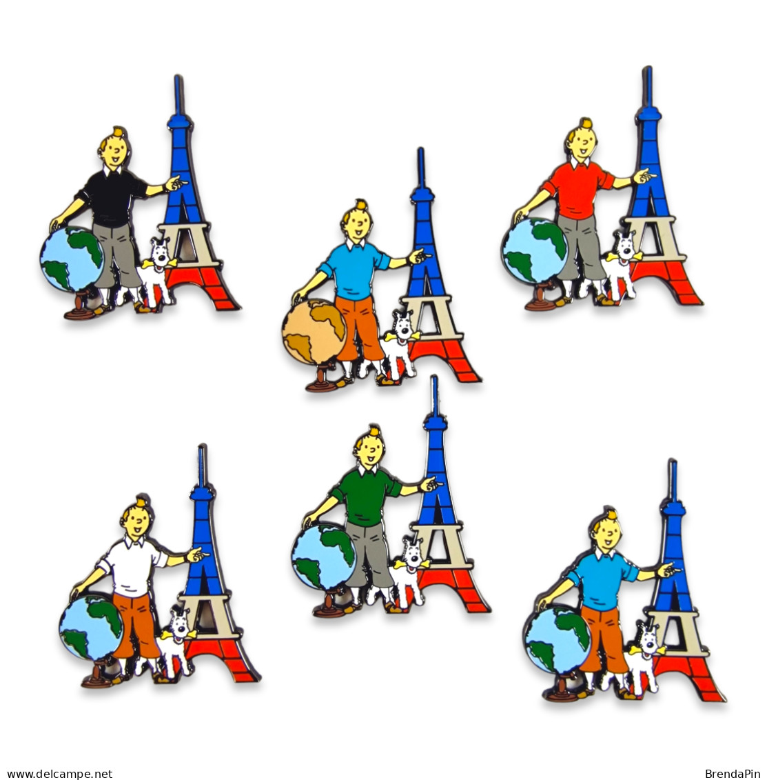 6 Pins TINTIN Paris Tour 2022 - Herge -  6 Cms. 30 Ex. 6 Coleurs. Set. - Arthus Bertrand