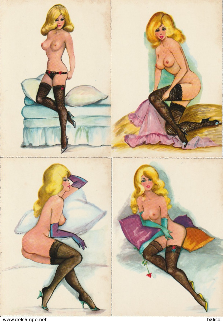 Pin-Ups  - 8 Cartes Postales   -   Années 55/60  Réf, 900/330 - Pin-Ups