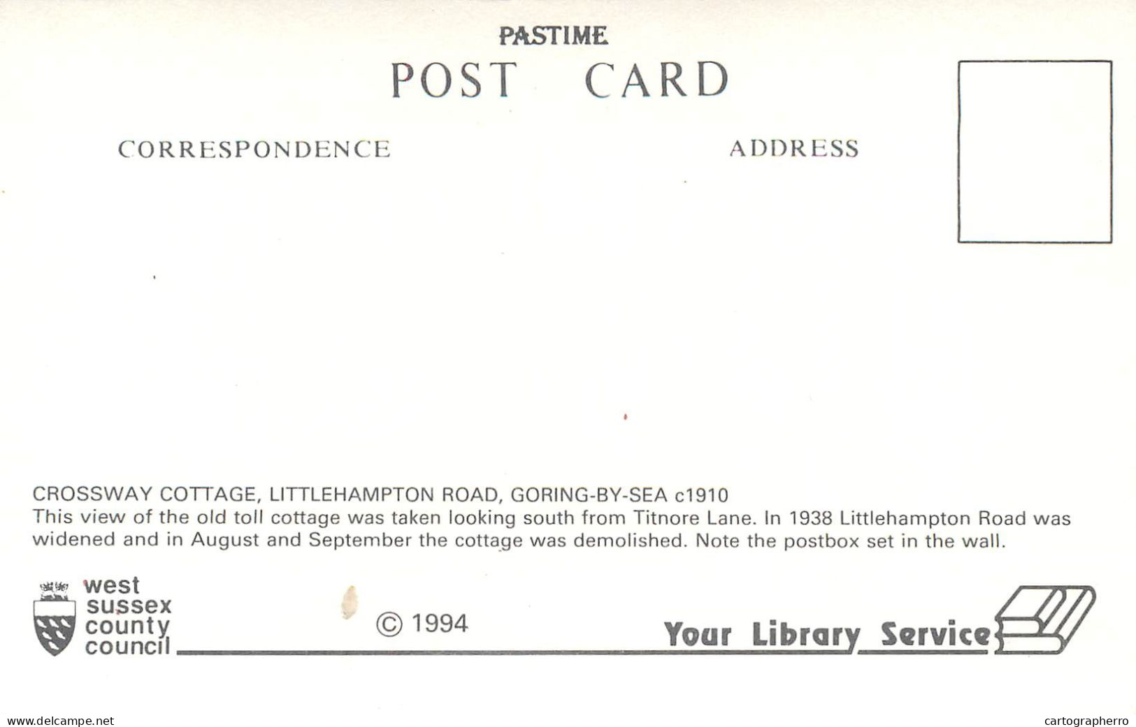 History Nostalgia Repro Postcard Goring On Sea Crossway Cottage Littlehampton Road - Histoire