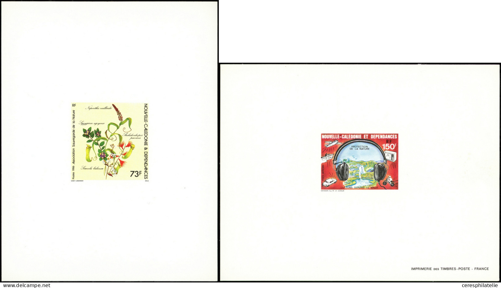 NOUVELLE CALEDONIE 527 Et PA 255 : Sauvegarde De La Nature Et Protection, 2 Epreuves De Luxe, TB - Used Stamps