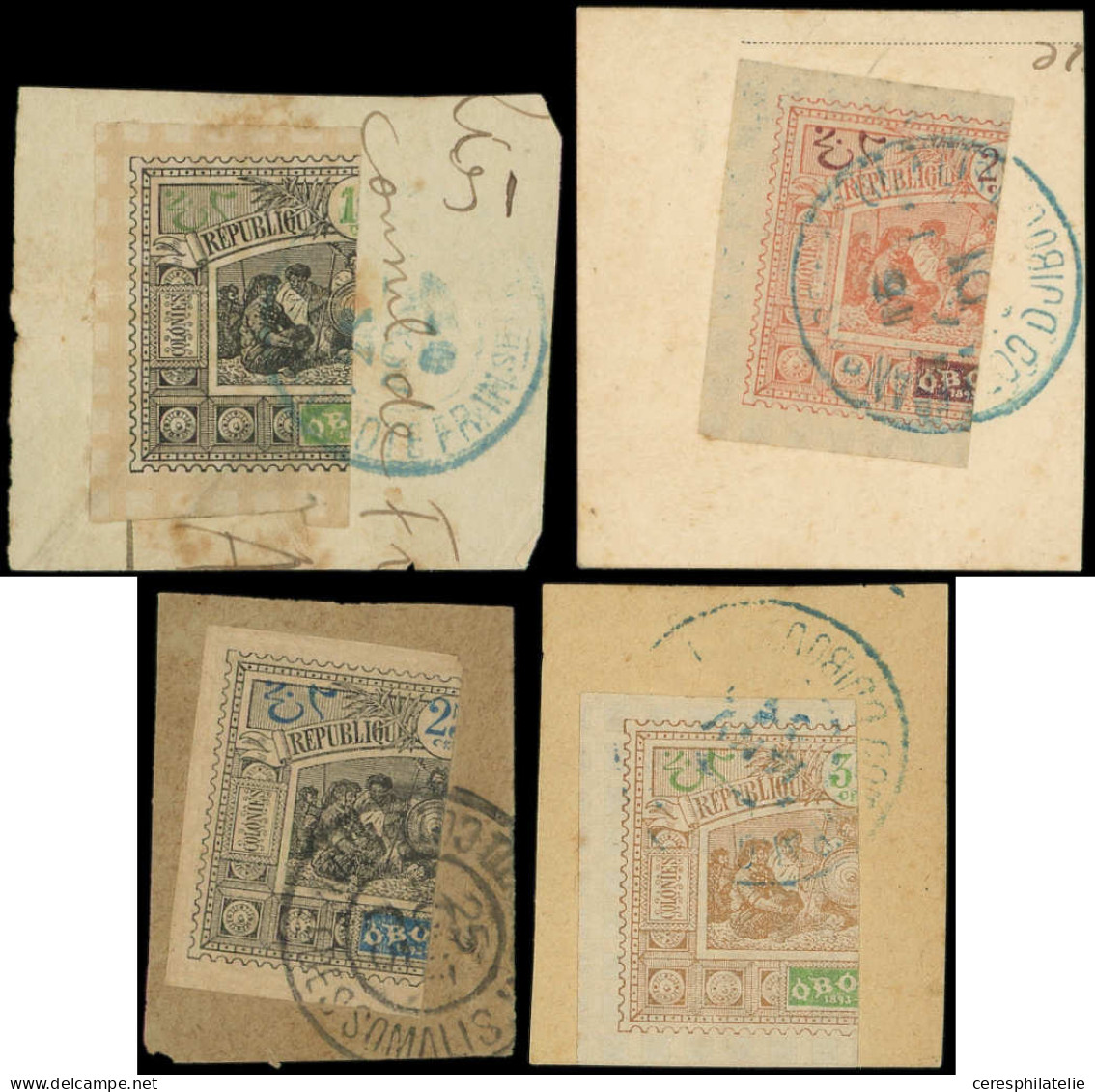 OBOCK 51a, 53a, 54a Et 55a, MOITIES Gauches De Timbres, TB - Other & Unclassified