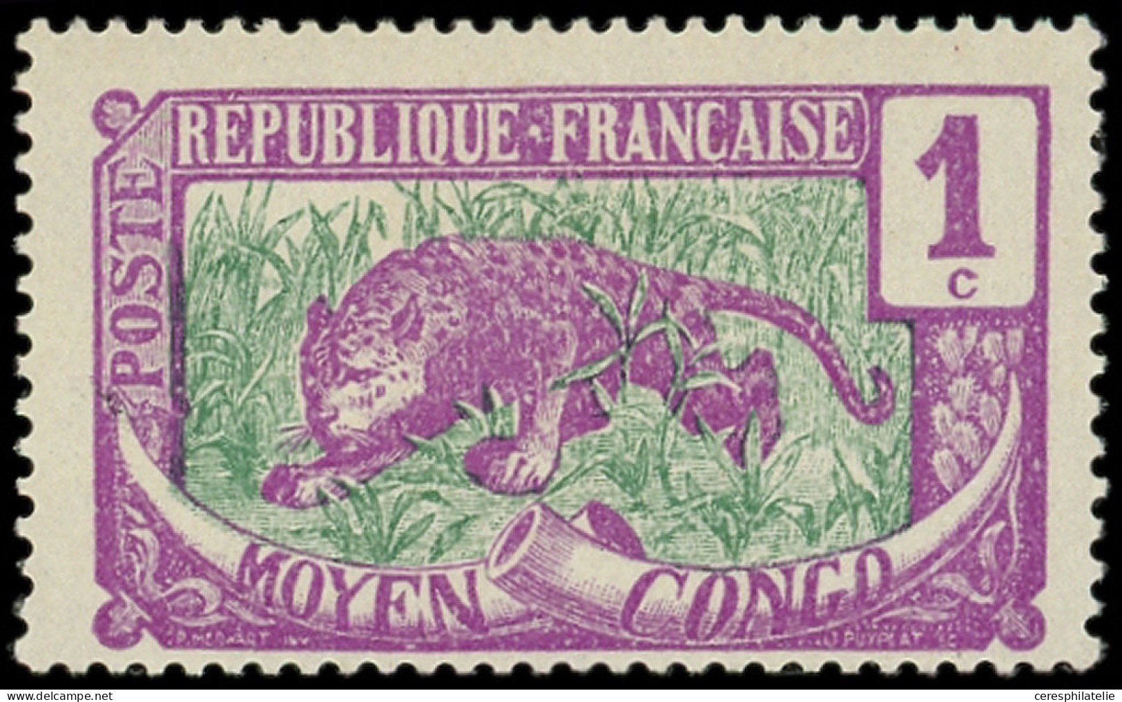 * OUBANGUI 25c : 1c. Violet Et Vert, SANS Surcharge, TB. C - Other & Unclassified