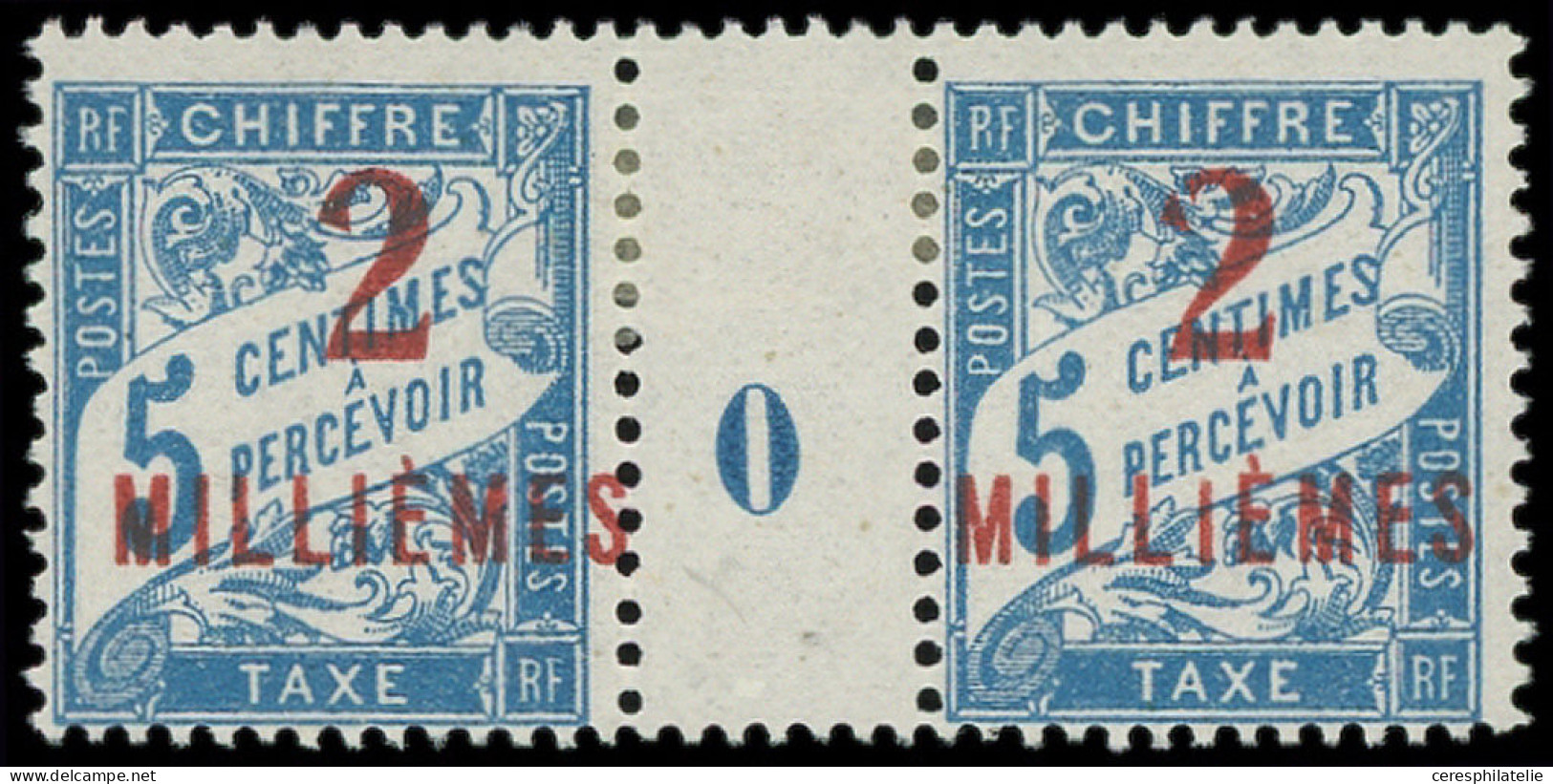 * PORT-SAID Taxe 5 : 2m. Sur 5c. Bleu, PAIRE Mill.0, TB - Autres & Non Classés