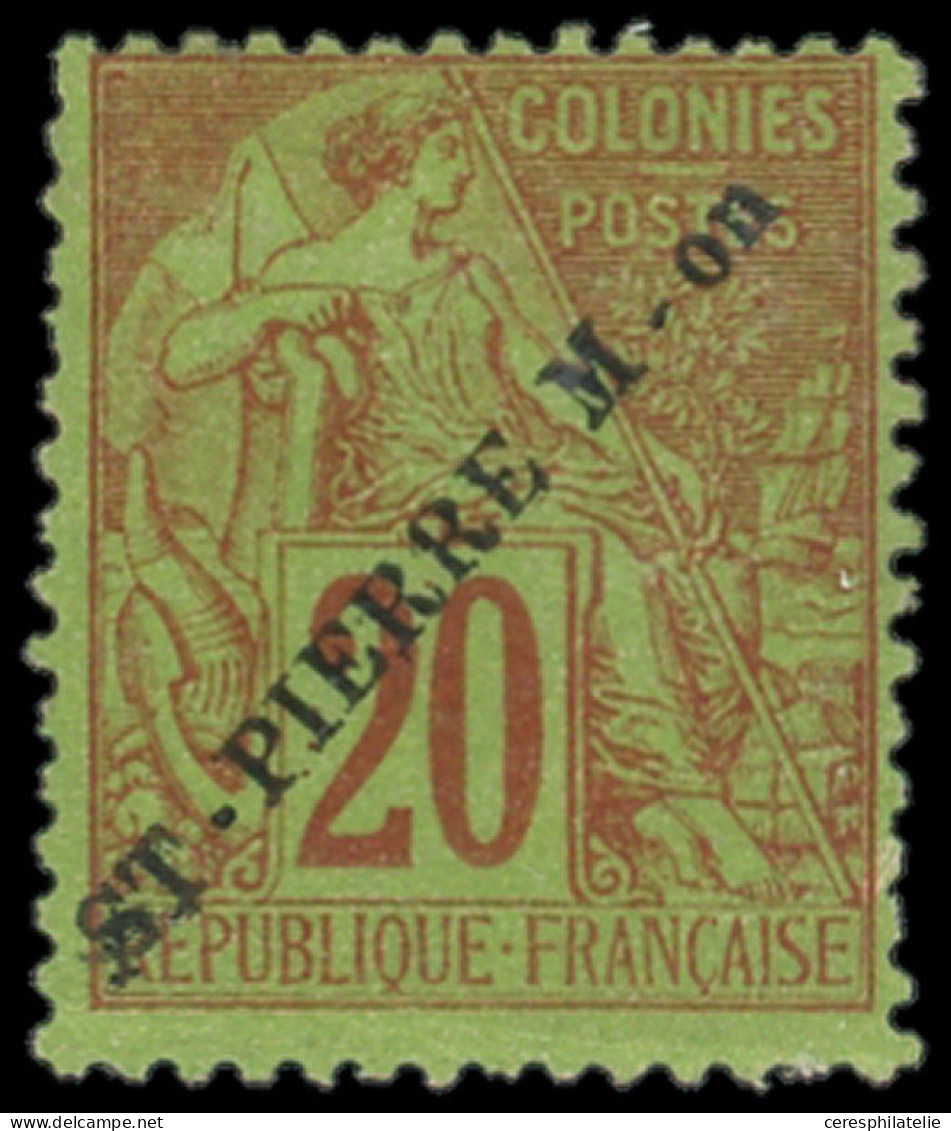 * SAINT PIERRE ET MIQUELON 24 : 25c. Brique Sur Vert, Très Frais - Unused Stamps