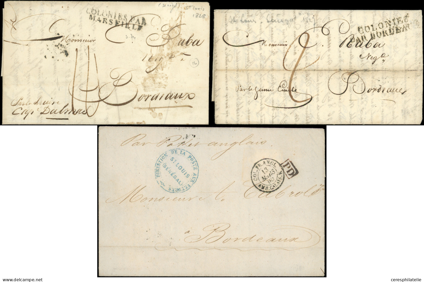 Let SENEGAL Lot De 8 Marques, Càd D'entrée Ou Càd S. Lettres En Provenance Du Sénégal 1827/69, TB - Sonstige & Ohne Zuordnung