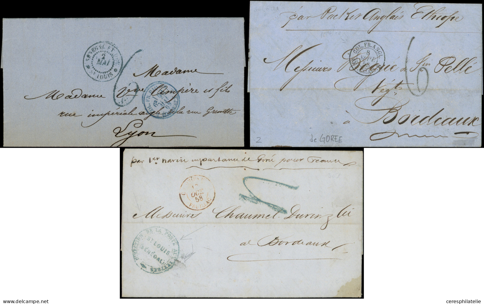 Let SENEGAL Lot De 8 Marques, Càd D'entrée Ou Càd S. Lettres En Provenance Du Sénégal 1827/69, TB - Sonstige & Ohne Zuordnung