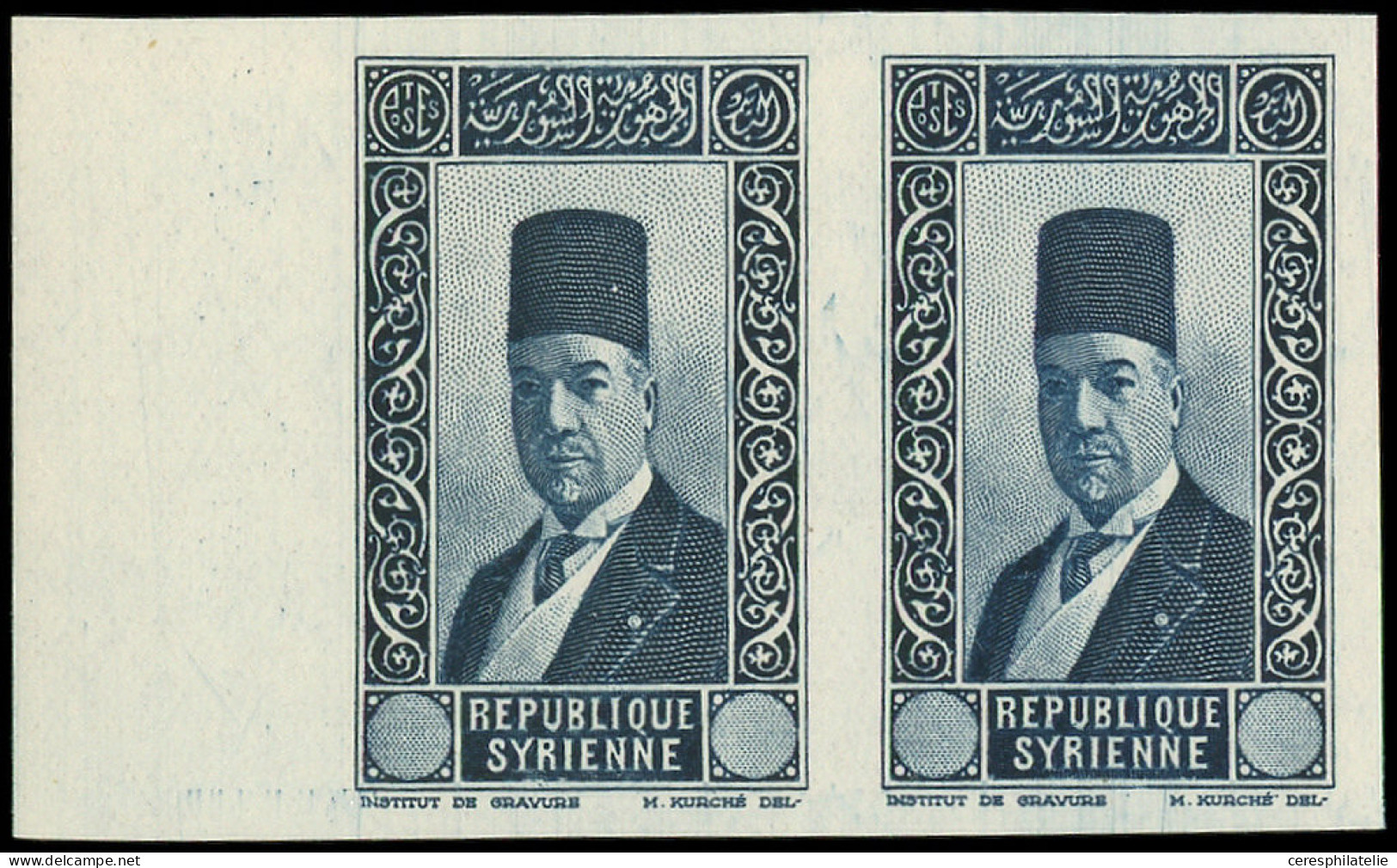 ** SYRIE 236a : (25p) Bleu, SANS La Valeur, PAIRE NON DENTELEE Bdf, TB - Other & Unclassified