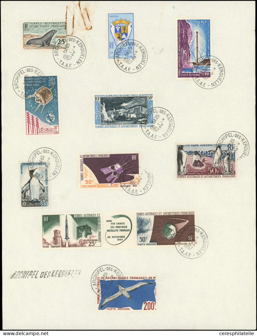 T.A.A.F. 2/7, 12/17, 22, PA 4/5 Et 8/13 Obl. ARCHIPEL DES KERGUELEN 21/2/67 S. 2 Feuilles, TB - Gebraucht