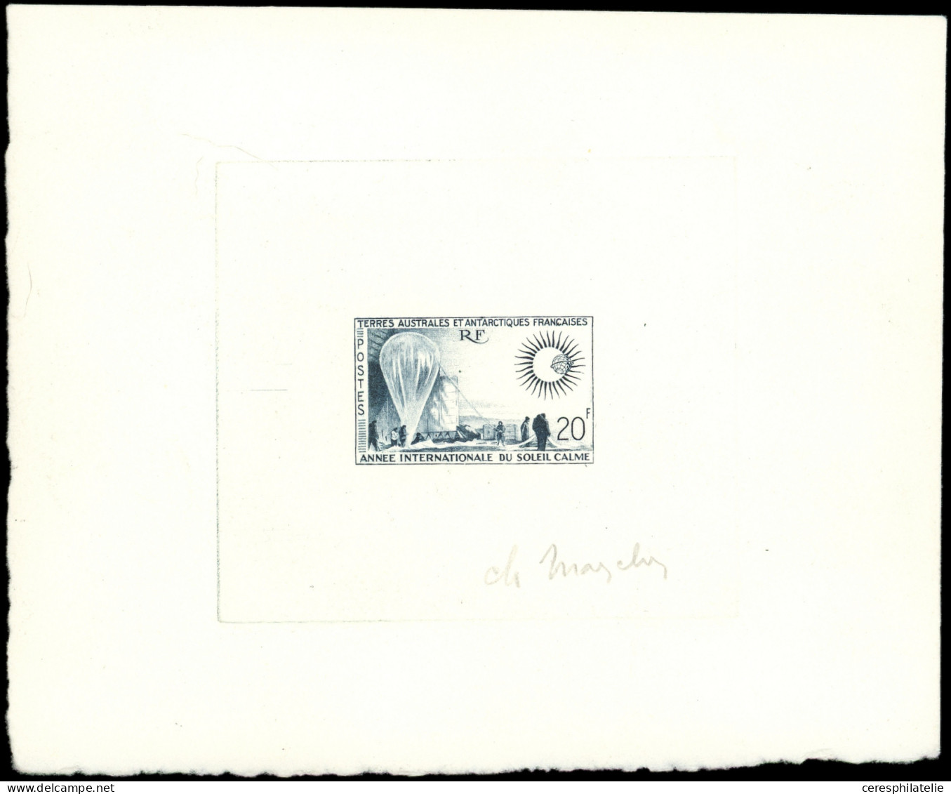 T.A.A.F. 21 : Soleil Calme, épreuve D'artiste En Gris Signée, TB - Used Stamps