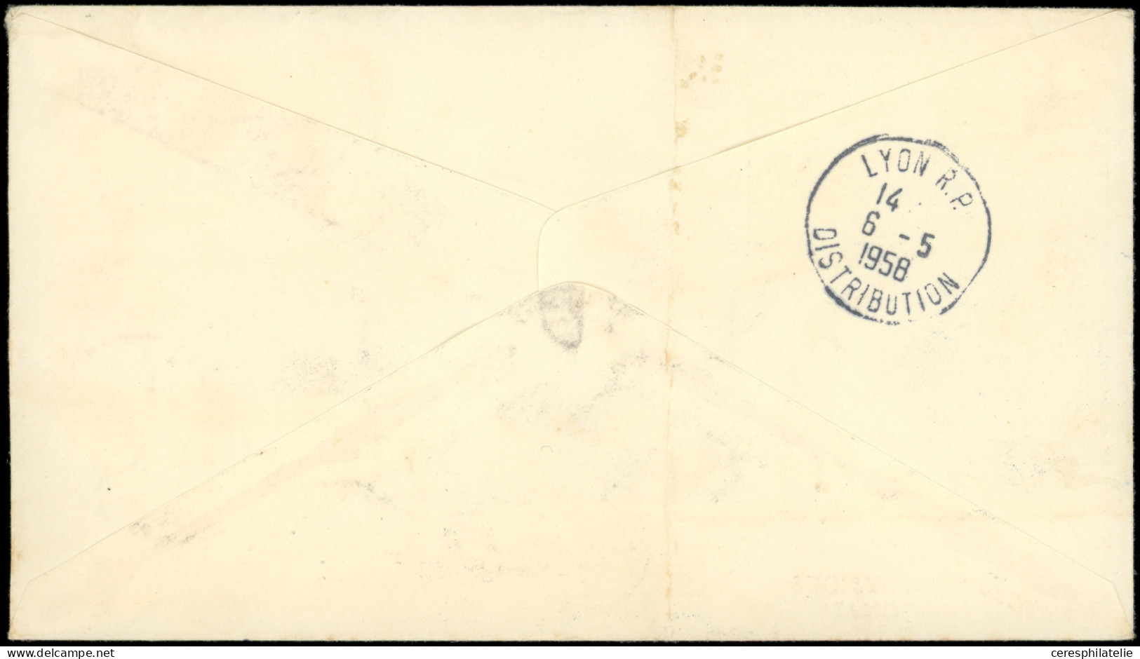 ** T.A.A.F. PA 9 : U.I.T. Et Poste N°8/10 Obl. 14/11/57 S. Env. FDC, Arr. LYON 6/5/58, TB - Poste Aérienne