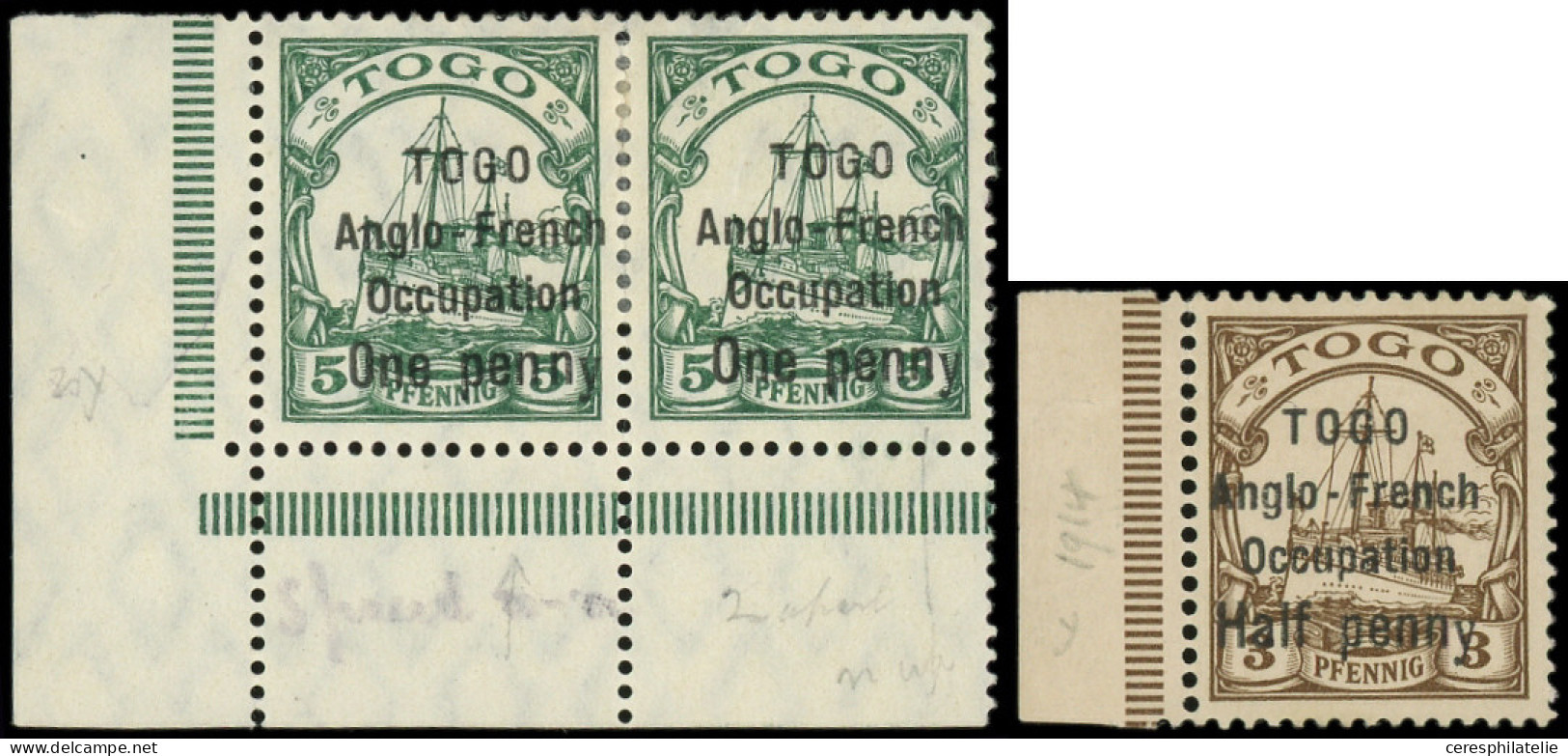 * TOGO 31Aa Et 33Aa (unité Et Paire Cdf), Variété Y Maigre, TB - Andere & Zonder Classificatie