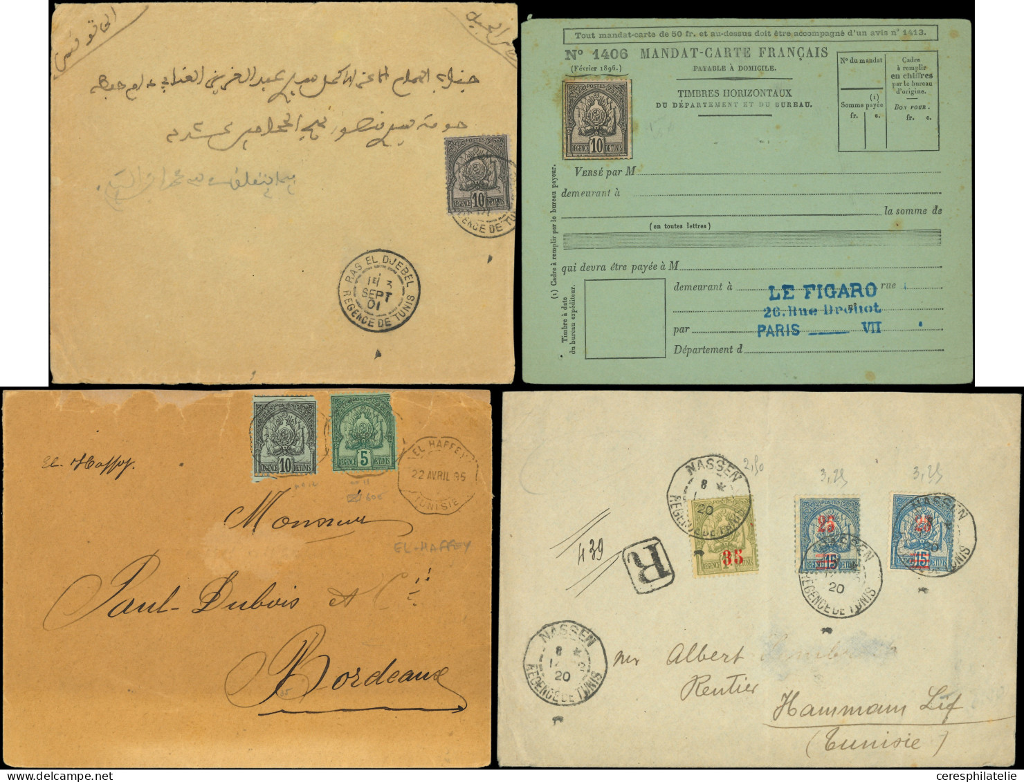 Let TUNISIE Régence De Tunis, 14 Documents, Affranchissements Et Oblitérations Divers, 1895-1920, TB - Andere & Zonder Classificatie