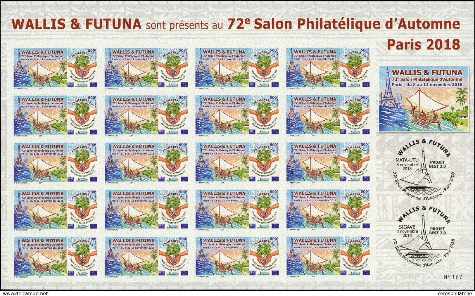 WALLIS ET FUTUNA 900A : 72e Salon Philatélique D'Automne, FEUILLE De 20 T., TB - Oblitérés