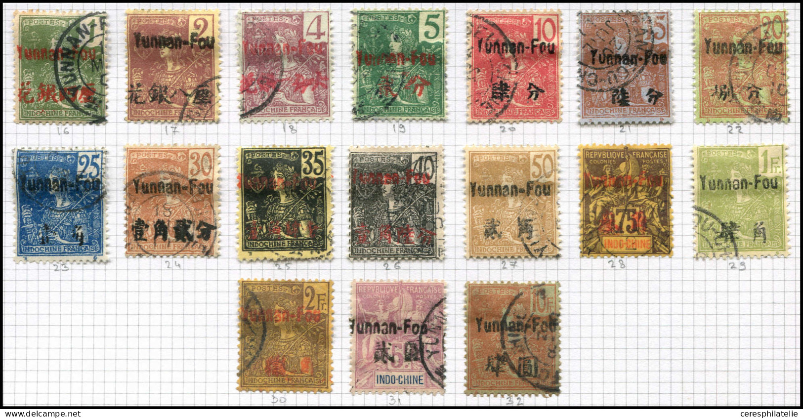 YUNNAN FOU 16/32 : Série Grasset De 1906 Obl., TB - Autres & Non Classés