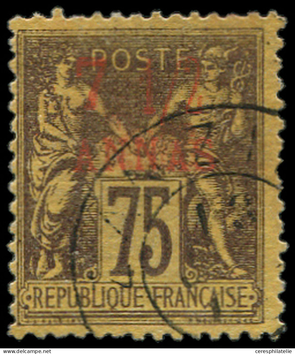 ZANZIBAR 9 : 7 1/2a. Sur 75c. Violet-noir Sur Jaune, Obl., TB - Used Stamps