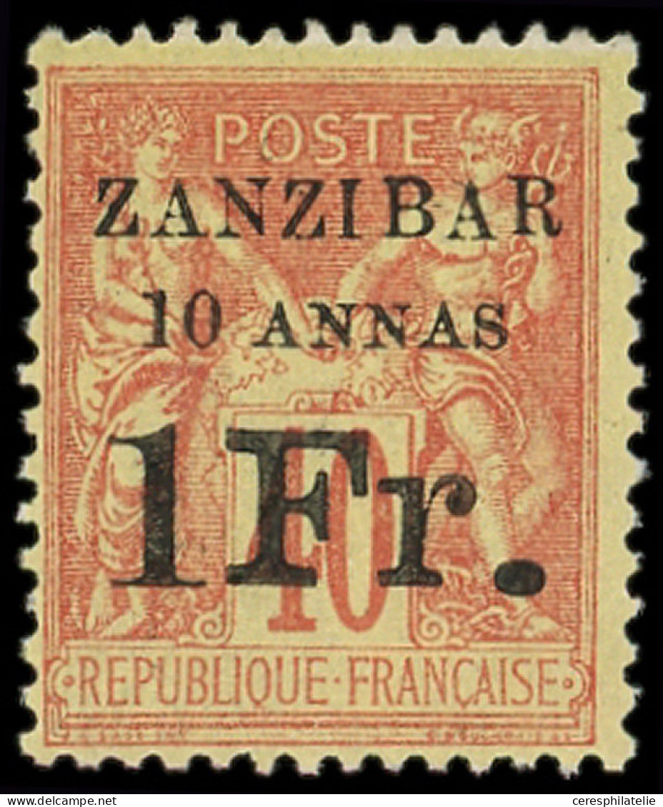 * ZANZIBAR 16Aa : 10a. Et 10Fr. Sur 40c. Rouge-orange, Point Ovale Après Fr., R Et TB - Neufs