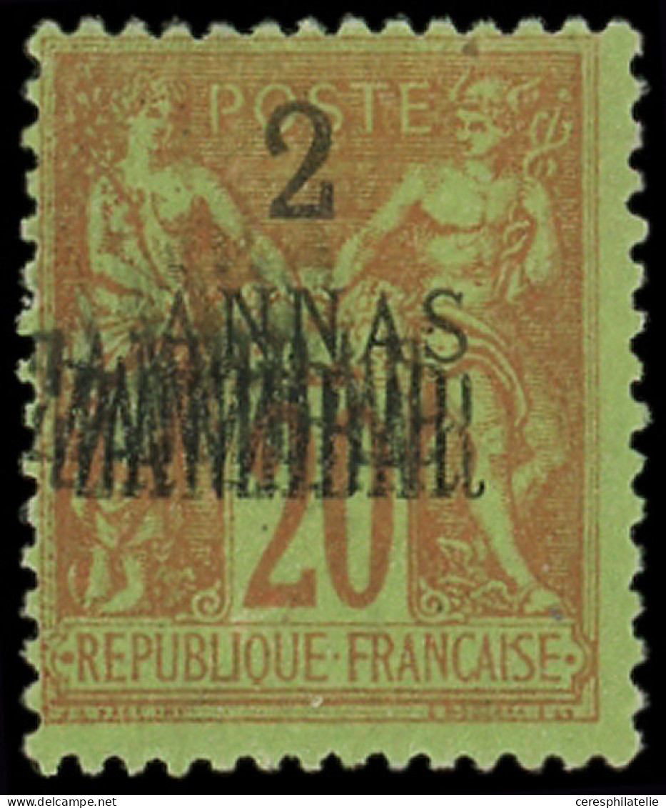 * ZANZIBAR 23Aa : 2a. Sur 20c. Brique Sur Vert, TRIPLE Surcharge ZANZIBAR, TB. S - Unused Stamps