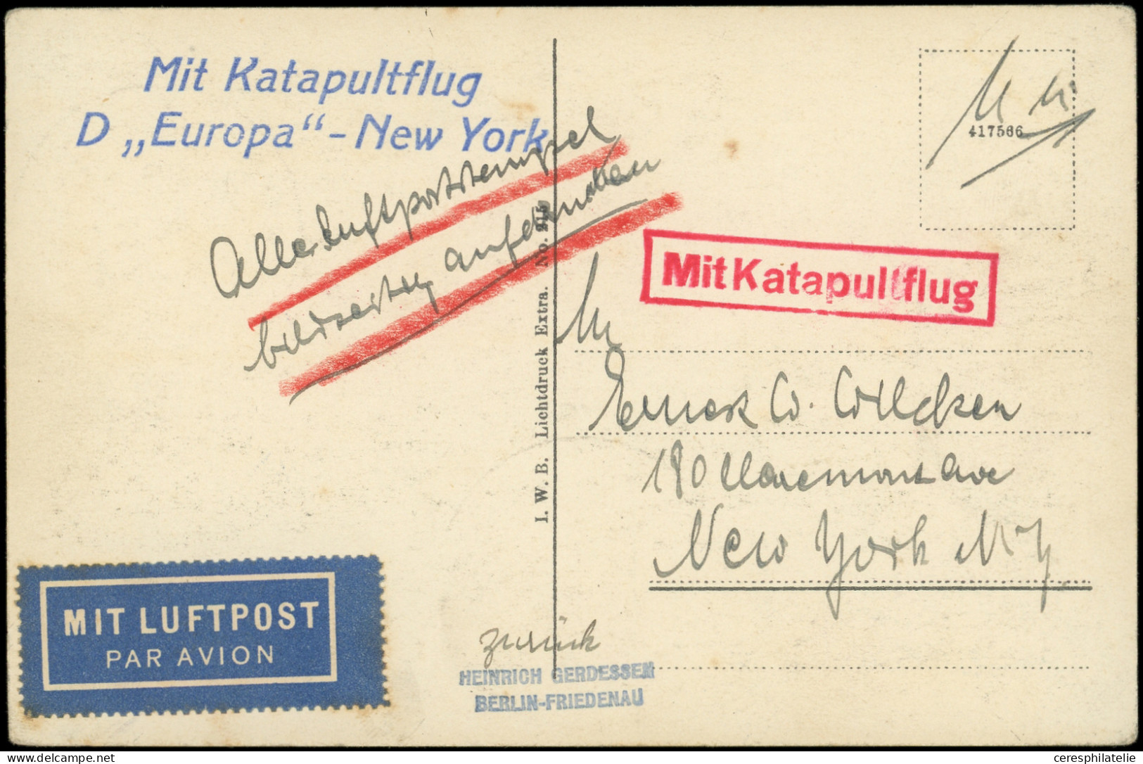 Let EMPIRE PA 31 Et Poste 402 Obl. Deutsch-Americanische-Seepost 9/9/30 S. CP Par Avion, Cachet Catapulte D'EUROPA-NEW-Y - Poste Aérienne & Zeppelin