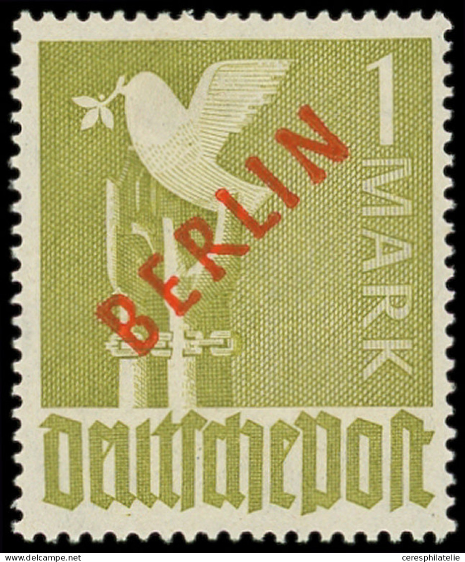 ** BERLIN 17B : 1m. Olive, Surcharge Rouge, TB - Nuevos