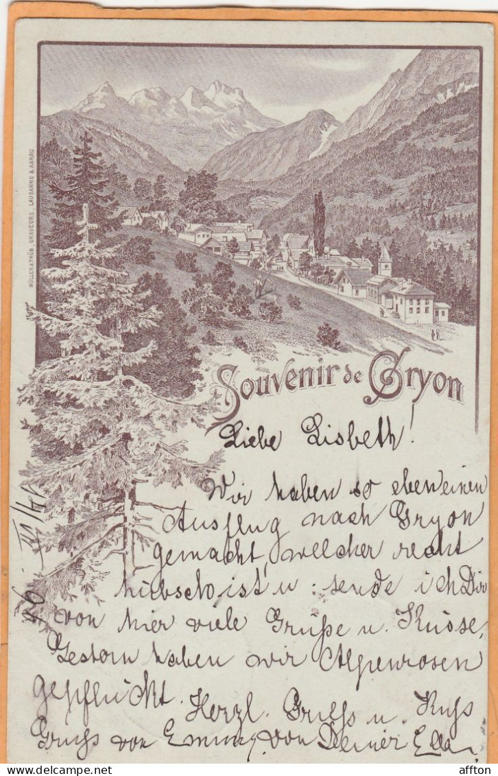 Souvenir De Gryon Switzerland 1896 Postcard - Gryon