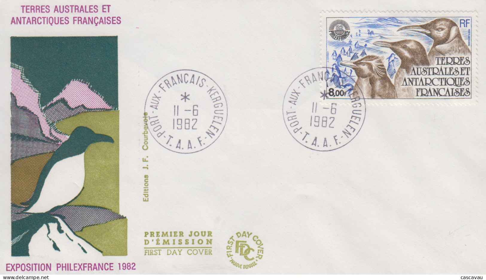 Enveloppe   FDC   1er  Jour   T.A.A.F    Manchots  D' ADELIE   PHILEXFRANCE   1982 - FDC