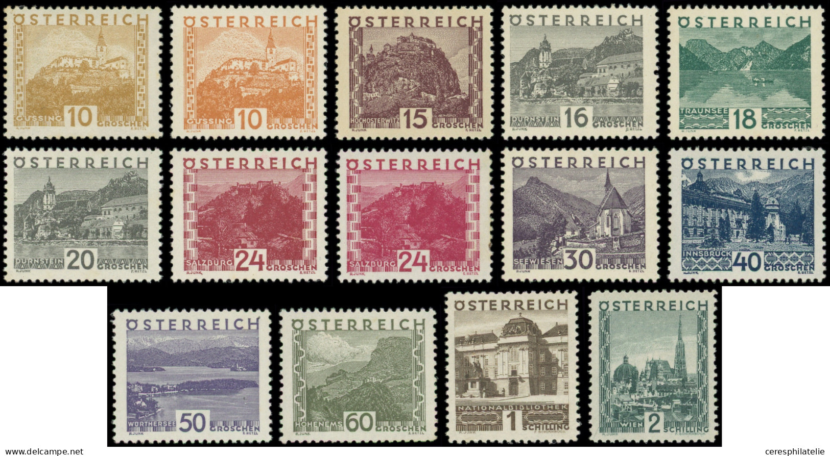 * AUTRICHE 378/89, 378a Et 383a : Série Paysages De 1929-31 Sur FA, TB - Otros & Sin Clasificación