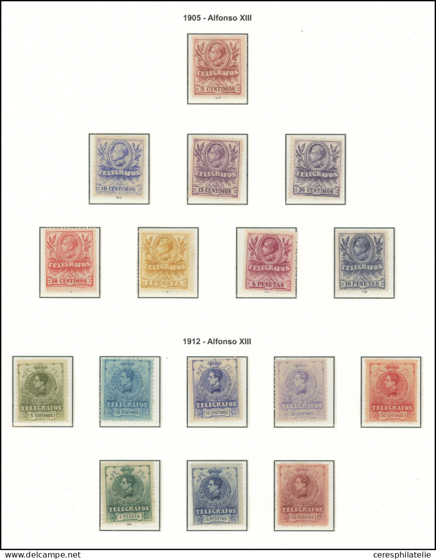 * ESPAGNE Télégraphe 39/46 Et 47/54 : Séries De 1905 Et 1912, TB - Télégraphe