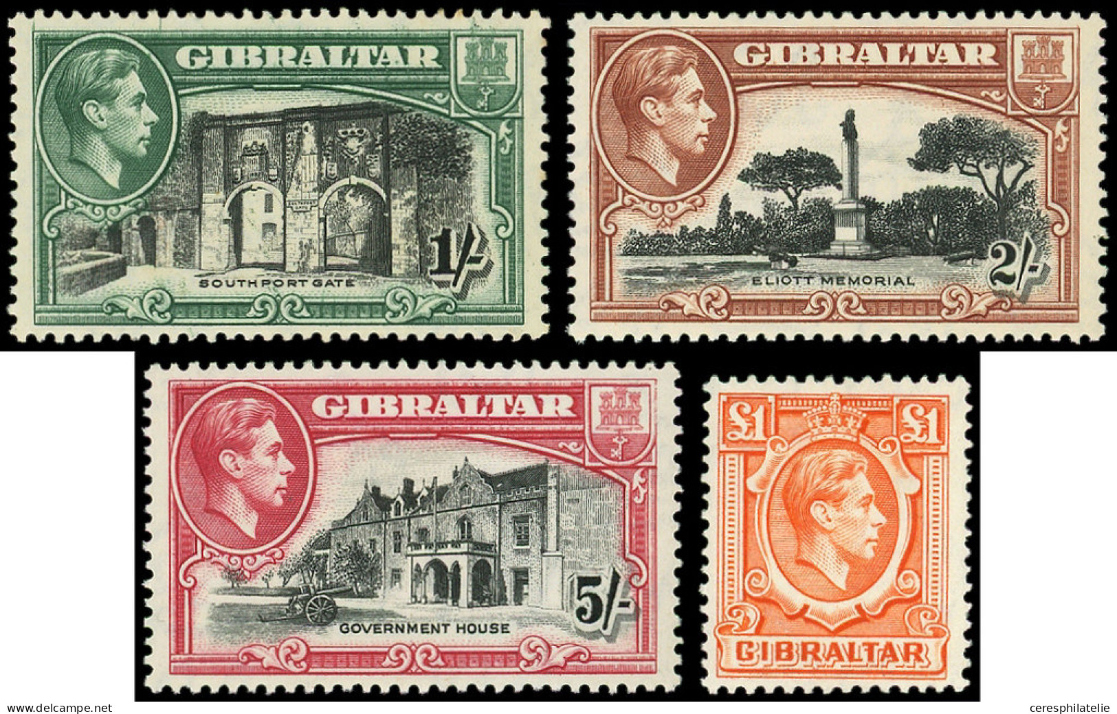 ** GIBRALTAR 110aA/112aA Et 116 : Types De 1938, Dent. 13 1/2 Et 1£. Orange, TB - Bielorussia