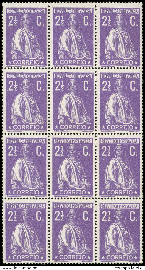 ** PORTUGAL 211A : 2 1/2c. Violet, Papier Couché, Dent. 15 X 14, BLOC De 12, TB - Belarus