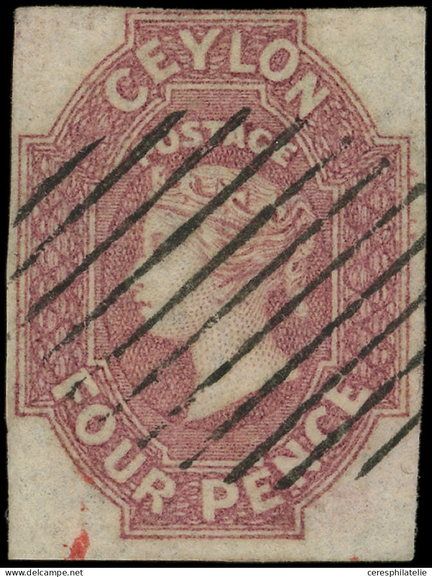 CEYLAN 3 : 4p. Rose, SG N°5 4d. Dull Rose With Wmk "large Star", Obl., TTB, Certif. Scheller - Ceylon (...-1947)