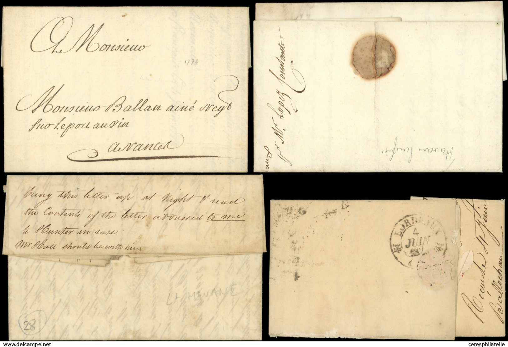 Let 5 Lettres En Proveance De Cuba, 1774/1836, 1 Purifiée, 2 Confiées, 1 Postée à Marseille, TB - Collections (with Albums)